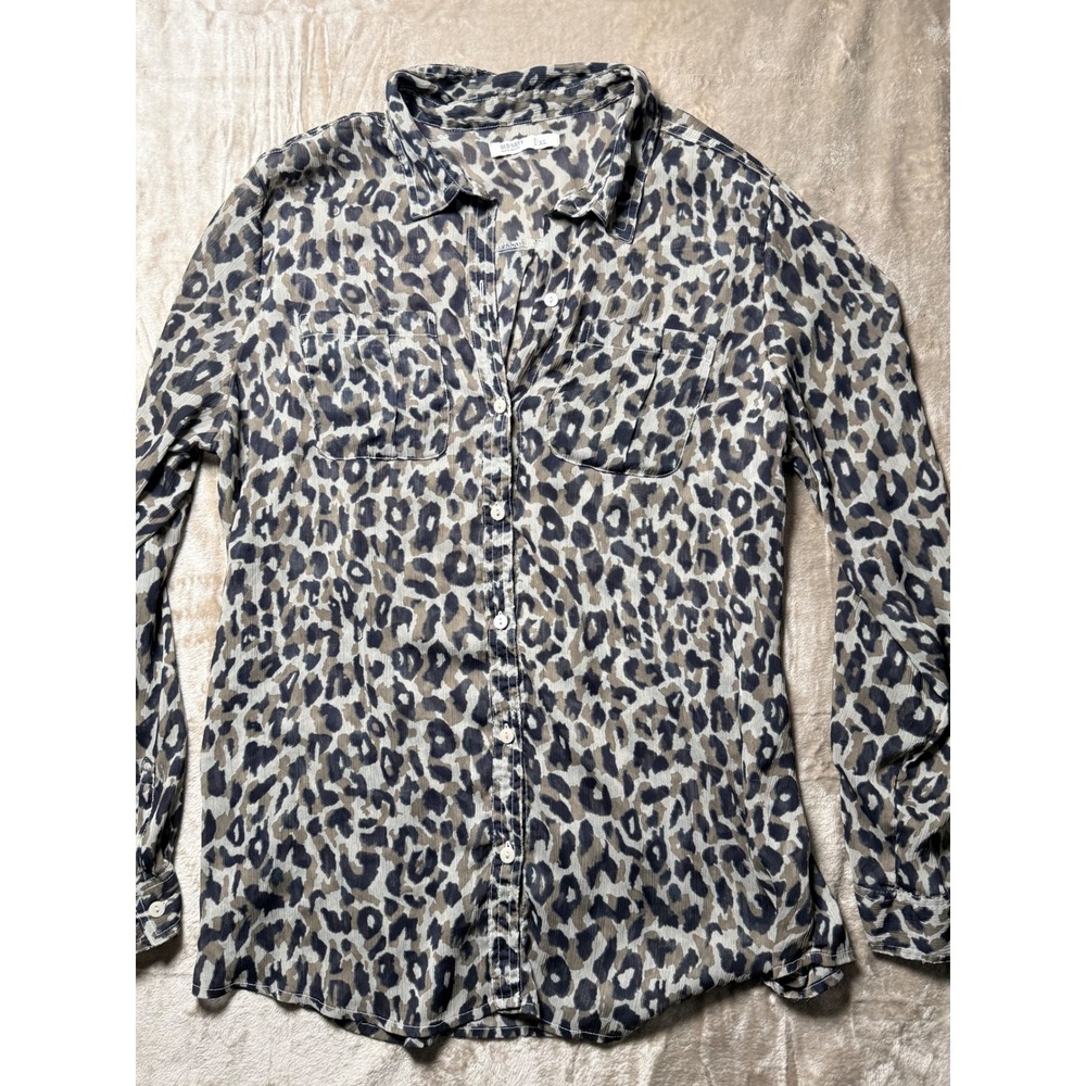90s Old Navy Womens XL Leopard Print Button Down Shirt Indie Sleeze Boho